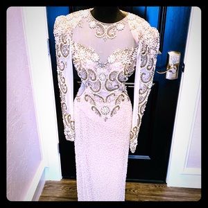 Hand beaded evening gown